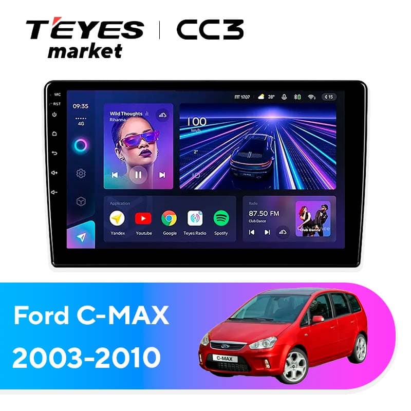 Головное устройство TEYES CC3 6/128 9" для Ford C-MAX 2007-2010