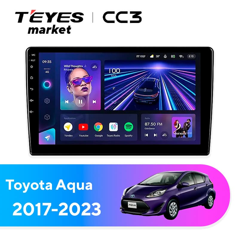 Головное устройство TEYES CC3 6/128 9" для Toyota Aqua 2017-2023