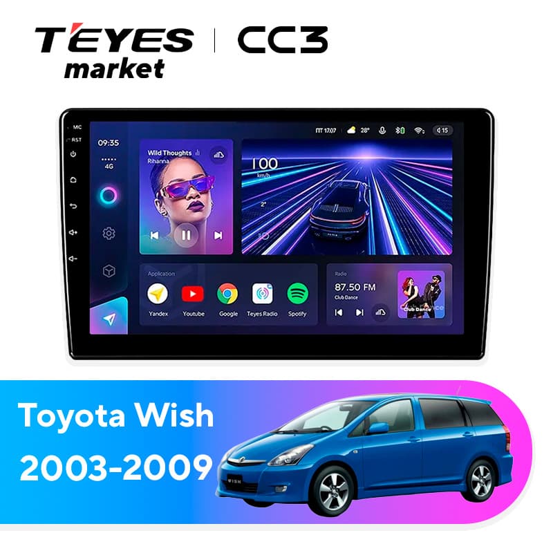 Головное устройство TEYES CC3 4/32 10.2" для Toyota Wish 2003-2009