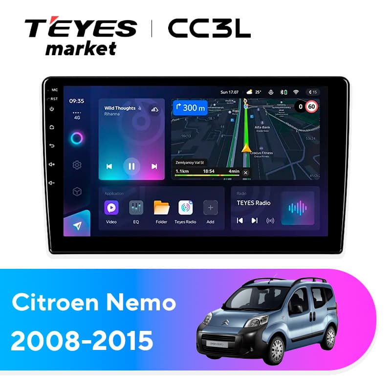 Головное устройство TEYES CC3L 4/64 9" для Citroen Nemo 2008-2015