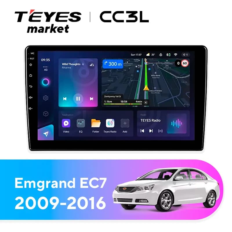 Головное устройство TEYES CC3L 4/64 9" для Geely Emgrand EC7 2009-2016