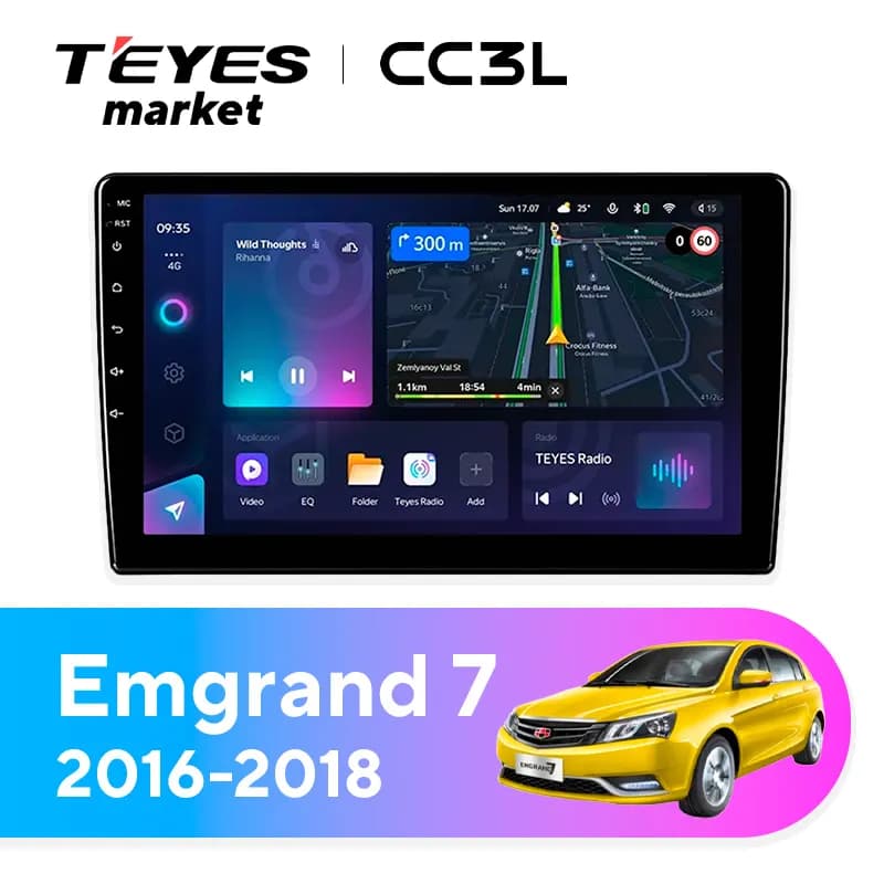 Головное устройство TEYES CC3L 4/64 9" для Geely Emgrand EC7 2009-2016