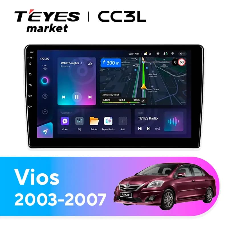 Головное устройство TEYES CC3L 4/64 9" для Toyota Vios 2003-2007
