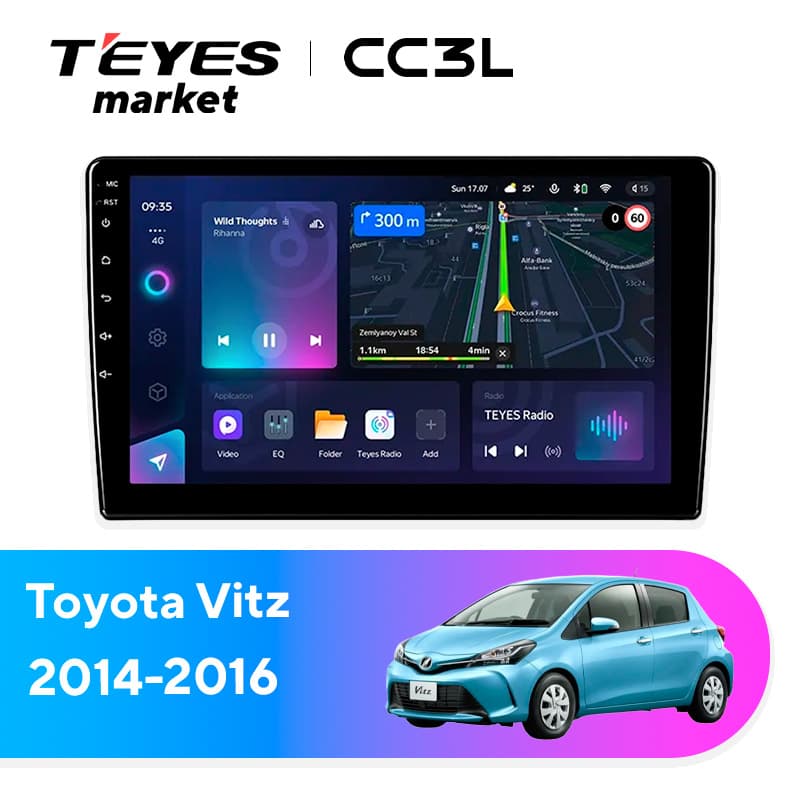 Головное устройство TEYES CC3L 4/64 9" для Toyota Vitz 2014-2016