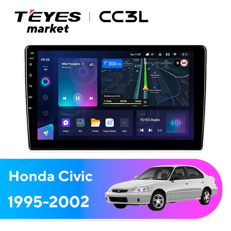 Магнитола TEYES CC3L 4/32 9" для Honda Civic 2000-2006