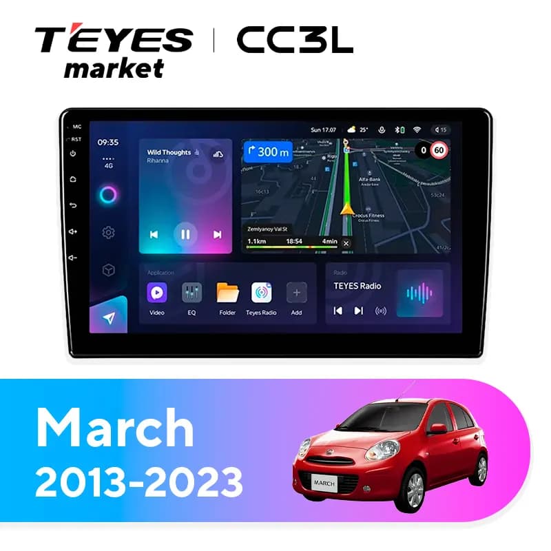 Головное устройство TEYES CC3L 4/32 9" для Nissan March 2013-2023