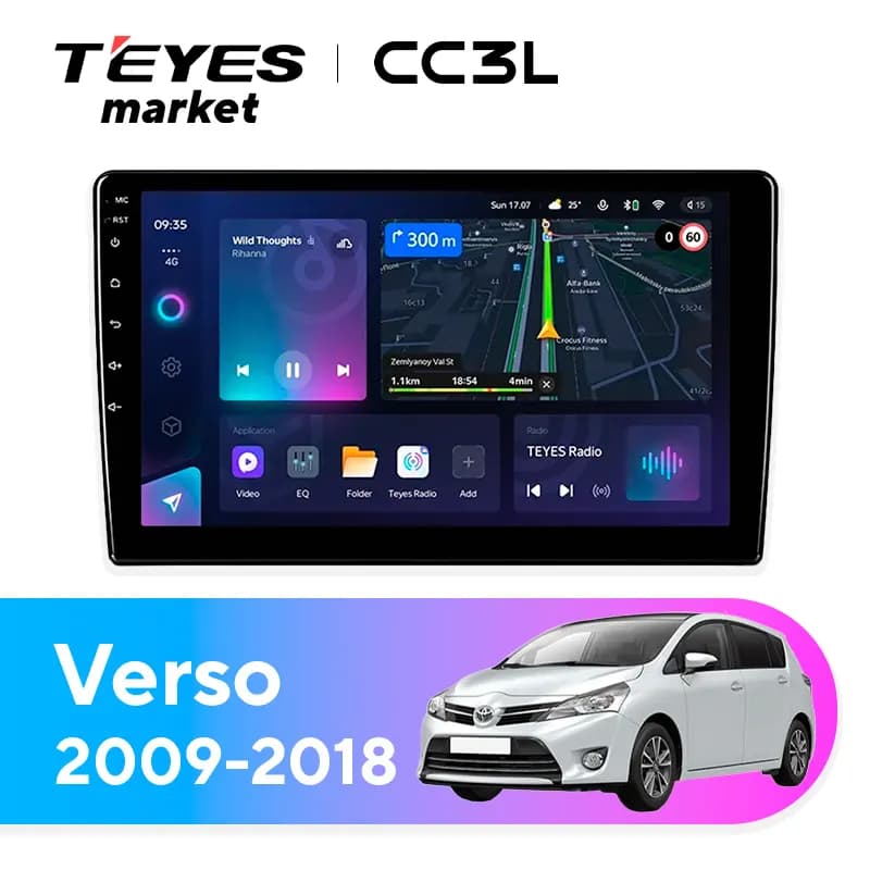 Головное устройство TEYES CC3L 4/32 9" для Toyota Verso 2009-2018