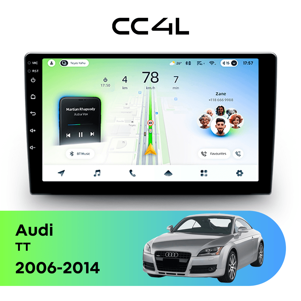 Магнитола TEYES CC4L 6/64 9" для Audi TT 2006-2014