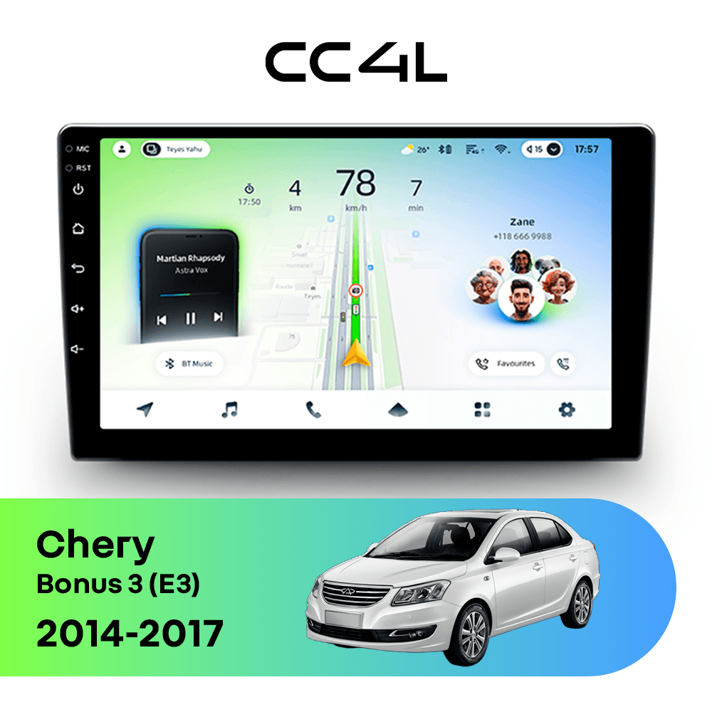 Магнитола TEYES CC4L 6/64 9" для Chery Bonus 3 (E3) 2014-2017