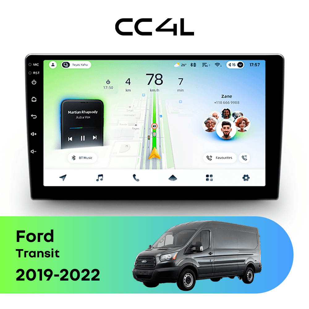 Магнитола TEYES CC4L 6/64 9" для Ford Transit Courier, Torneo Courier 2014-2018