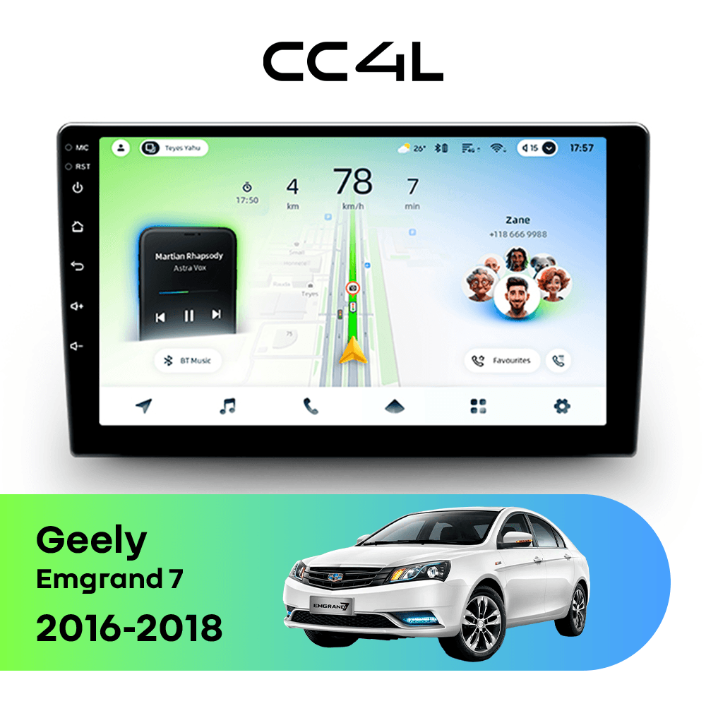 Магнитола TEYES CC4L 6/64 9" для Geely Emgrand 7 2016-2018