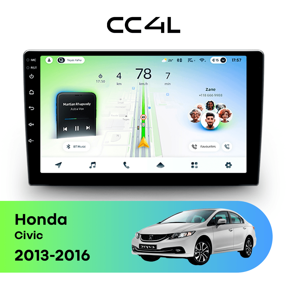 Магнитола TEYES CC4L 6/64 9" для Honda Civic 2015-2021