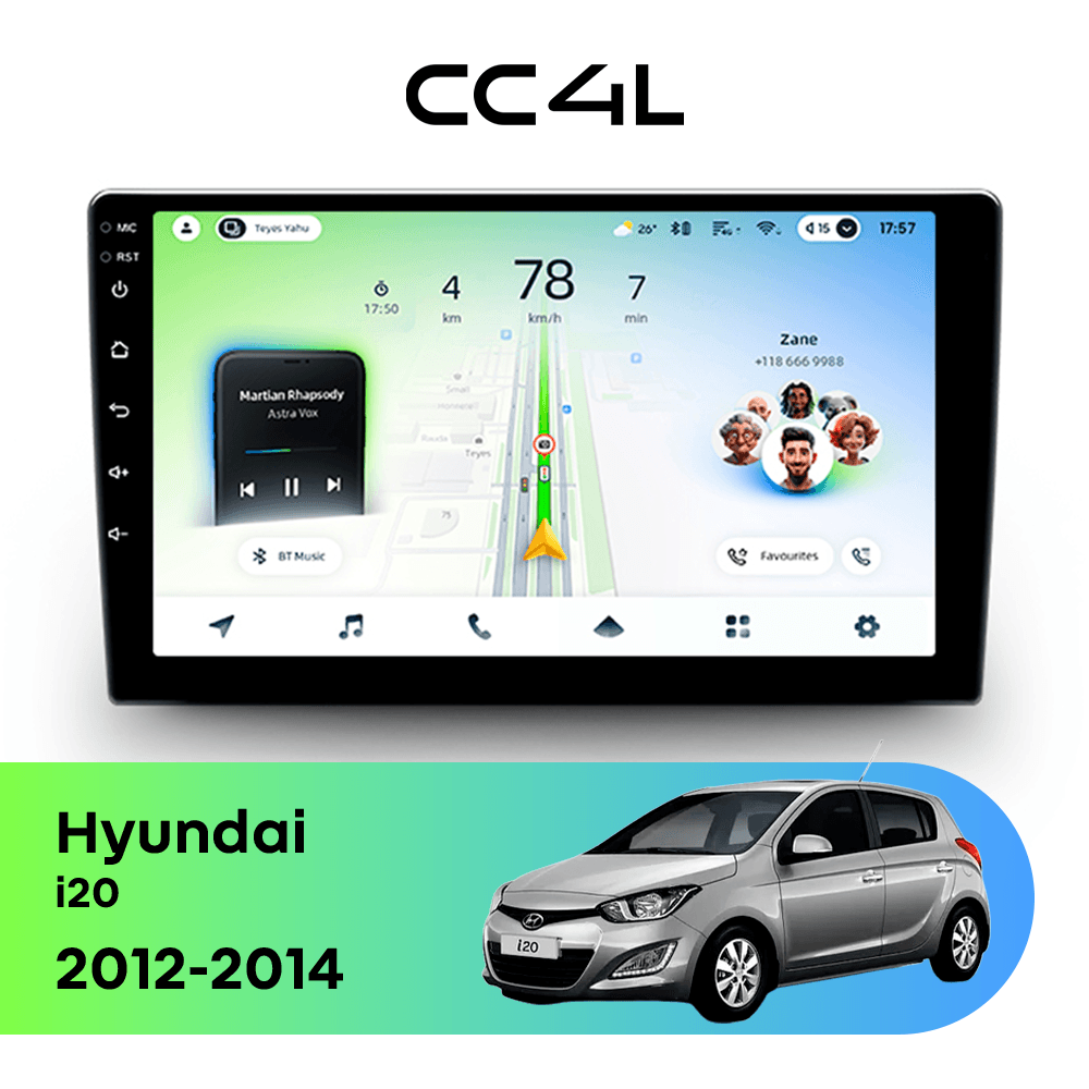 Магнитола TEYES CC4L 6/64 9" для Hyundai i20 2008-2012