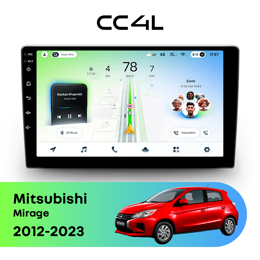 Магнитола TEYES CC4L 6/64 9" для Mitsubishi Mirage 2012-2023