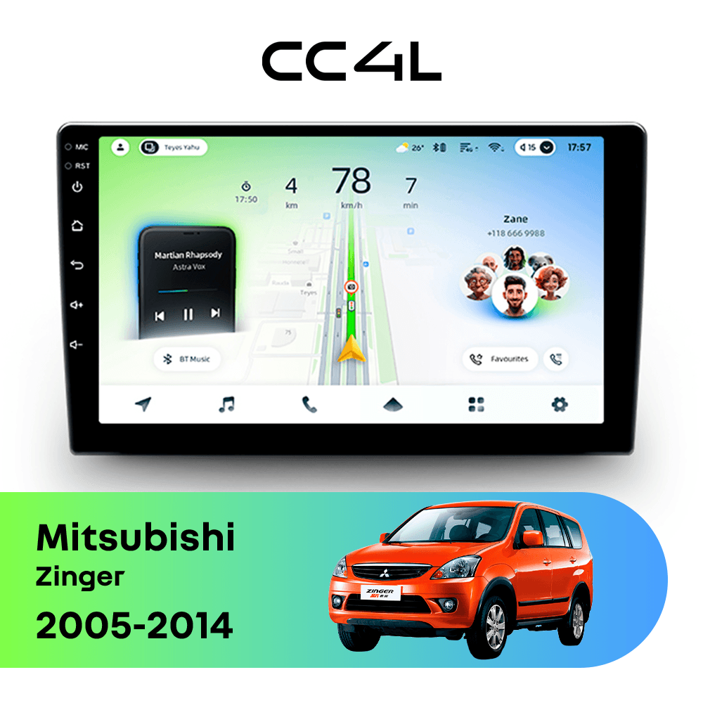 Магнитола TEYES CC4L 6/64 9" для Mitsubishi Zinger 2005-2014