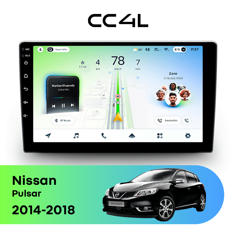 Магнитола TEYES CC4L 6/64 9" для Nissan Pulsar 2014-2018