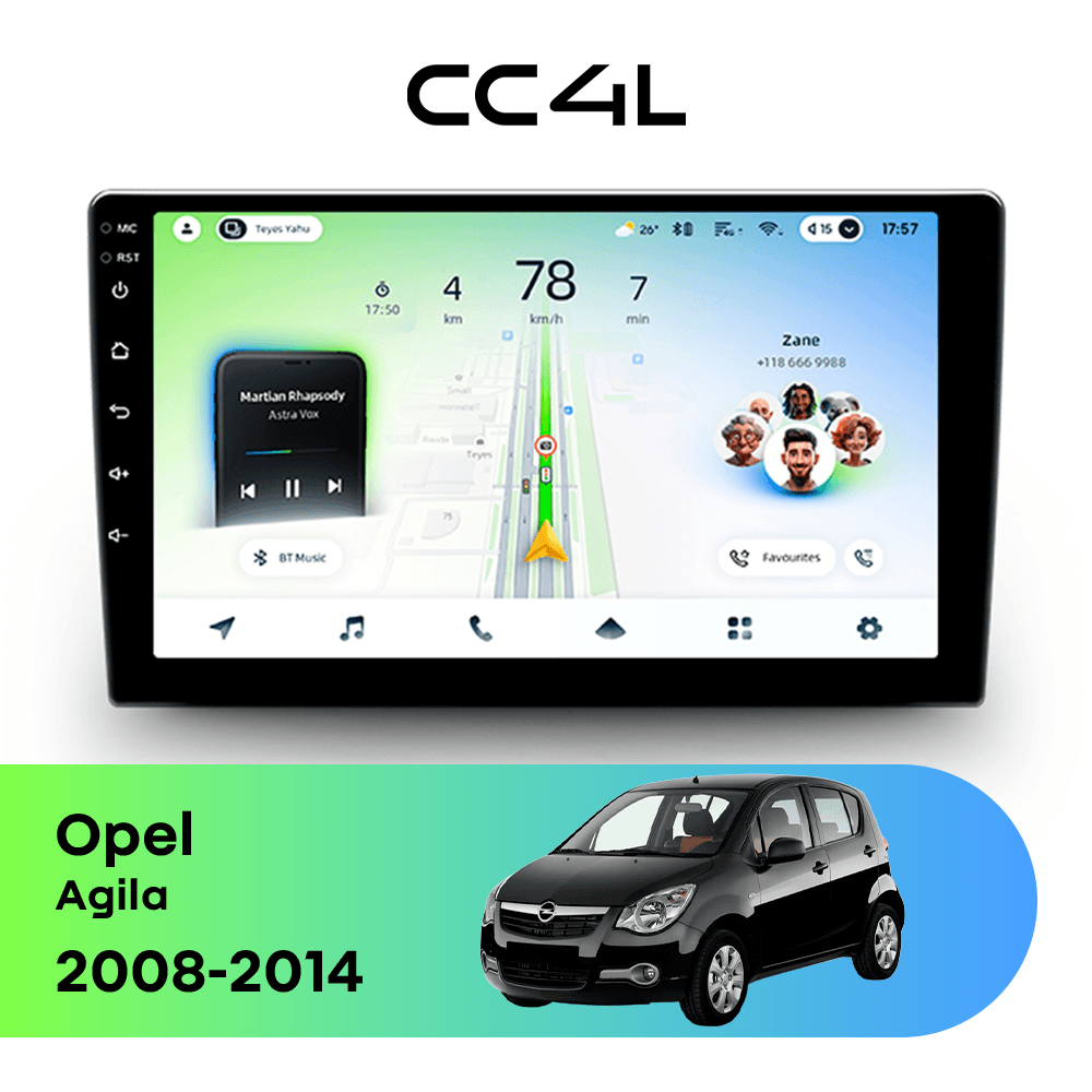 Магнитола TEYES CC4L 6/64 9" для Opel Agila 2008-2014
