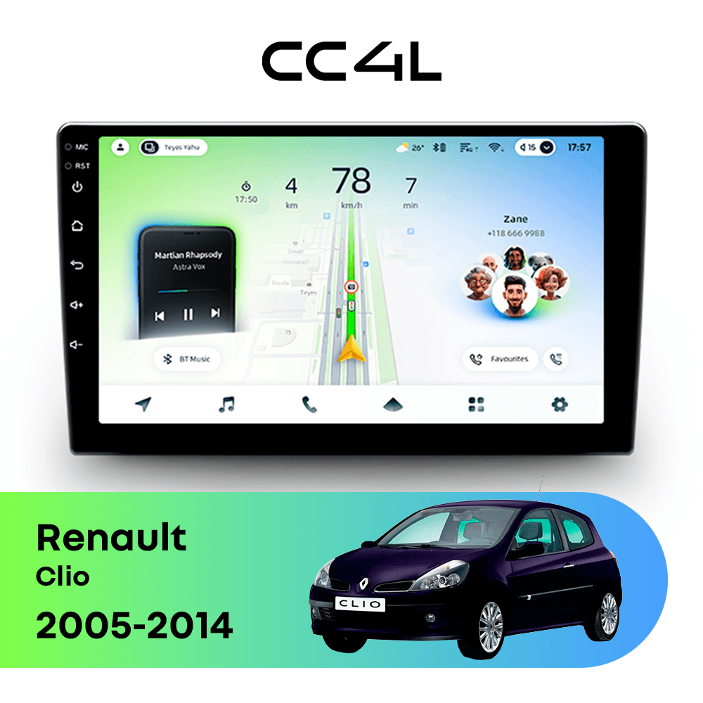 Магнитола TEYES CC4L 6/64 9" для Renault Clio 2001-2013