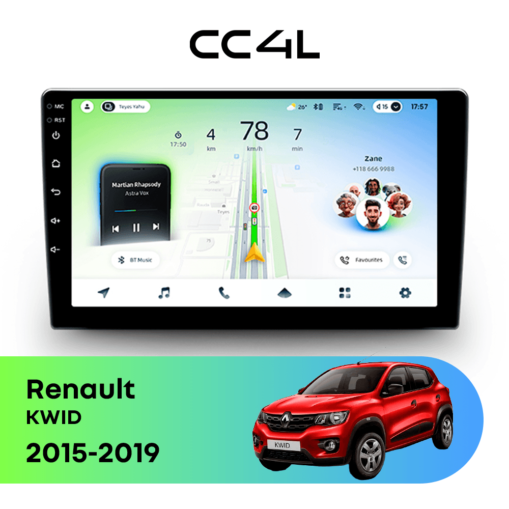 Магнитола TEYES CC4L 6/64 9" для Renault KWID 2015-2019