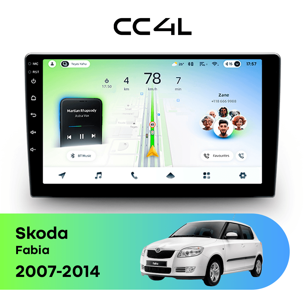 Магнитола TEYES CC4L 6/64 9" для Skoda Fabia 2014-2023