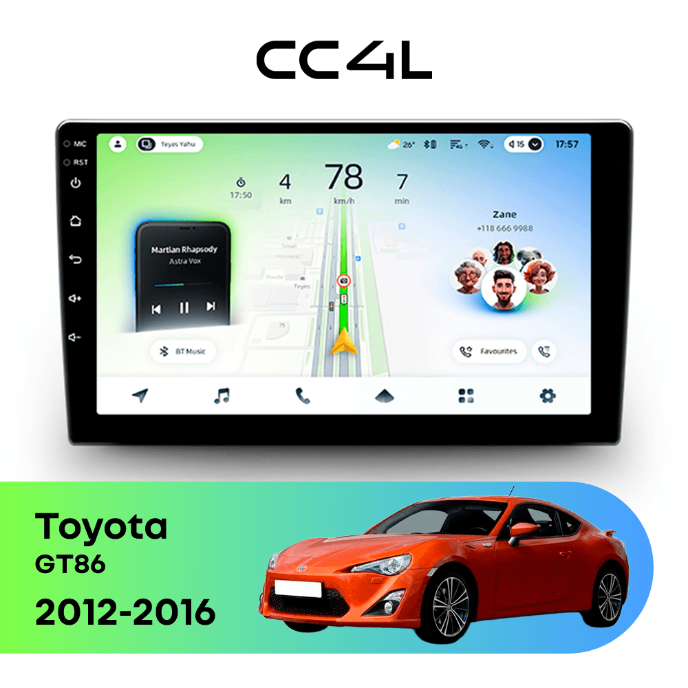 Магнитола TEYES CC4L 6/64 9" для Toyota GT86 2016-2023