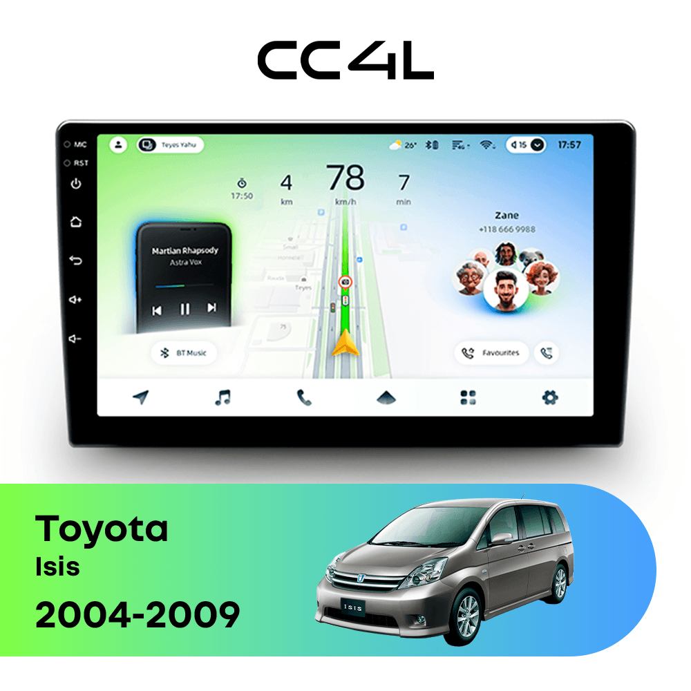 Магнитола TEYES CC4L 6/64 9" для Toyota Isis 2004-2009