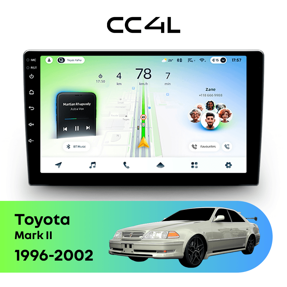 Магнитола TEYES CC4L 6/64 9" для Toyota Mark II 2000-2007