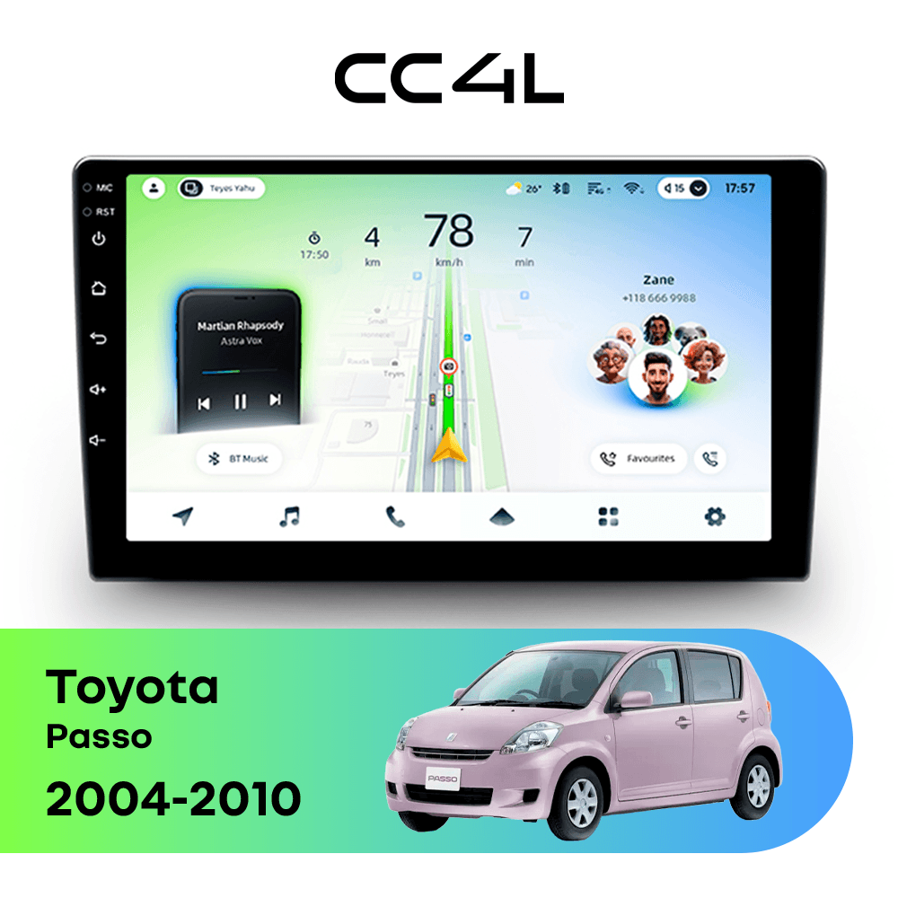 Магнитола TEYES CC4L 6/64 9" для Toyota Passo 2016-2023