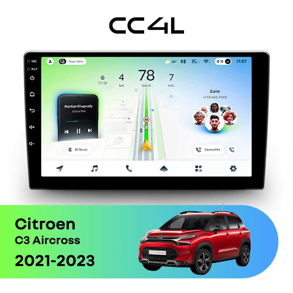 Магнитола TEYES CC4L 6/64 10.2" для Citroen C3 Aircross 2021-2023
