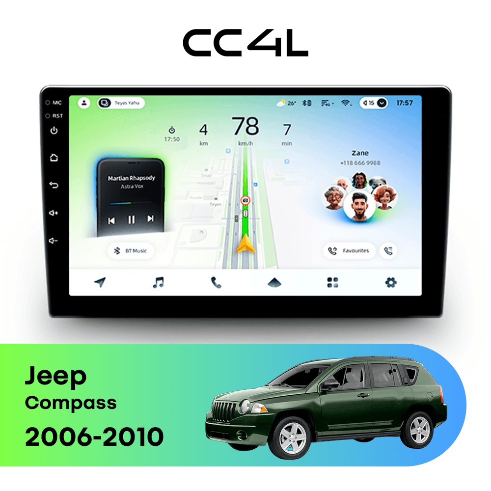 Магнитола TEYES CC4L 6/64 10.2" для Jeep Compass 2006-2010