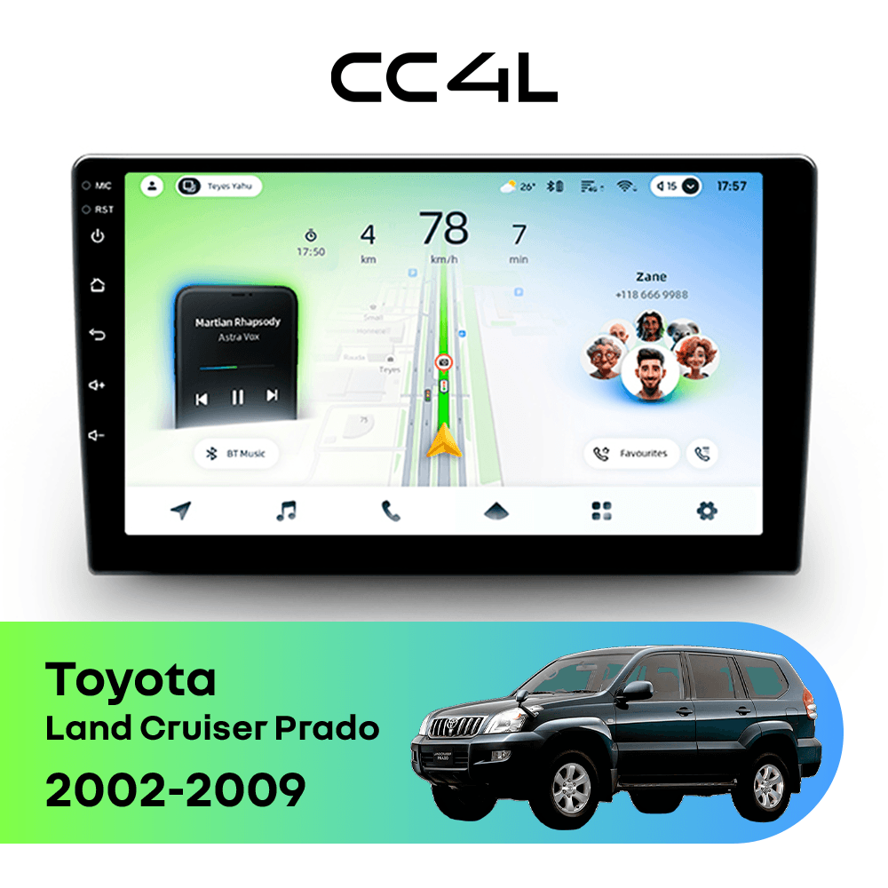Магнитола TEYES CC4L 6/64 10.2" для Toyota Land Cruiser Prado 2023-2023