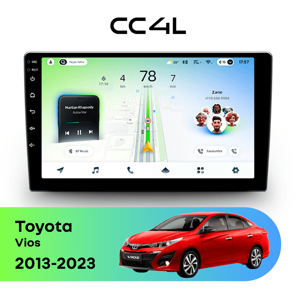 Магнитола TEYES CC4L 6/64 10.2" для Toyota Vios 2013-2023