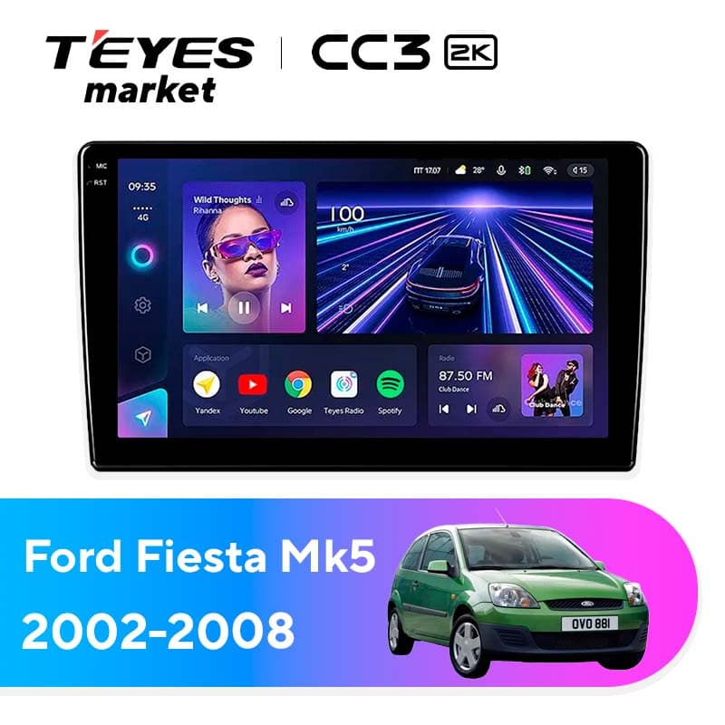 Магнитола TEYES CC3 2K 4/64 9.5" для Ford Fiesta Mk 6【F2】2008-2019