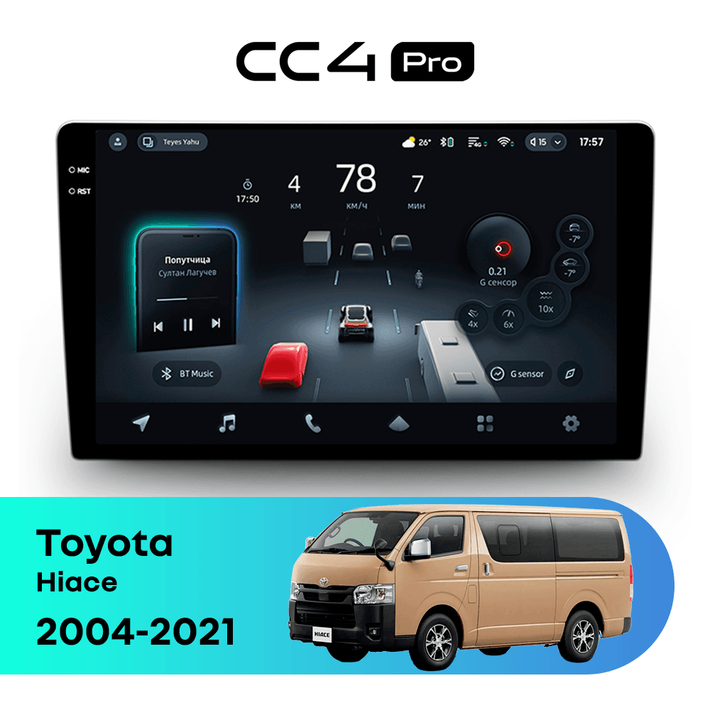Магнитола TEYES CC4 Pro 8/128 10.36" для Toyota Hiace 2004-2021