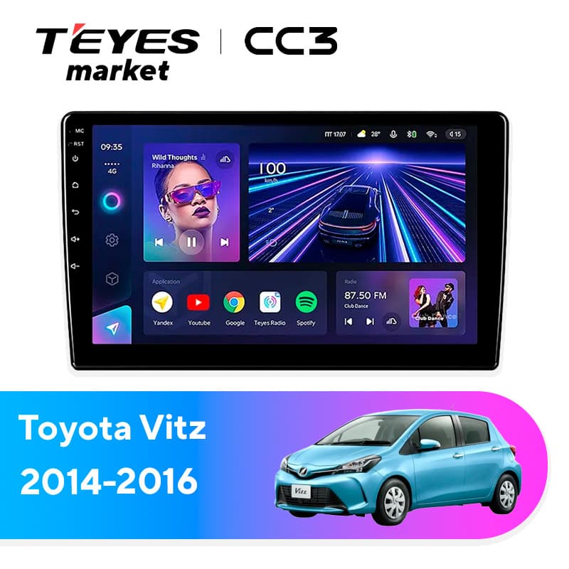 Головное устройство TEYES CC3 4/64 9" для Toyota Vitz 2014-2020